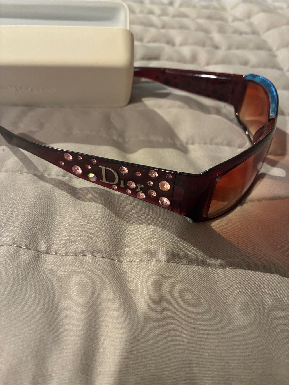 Authentic 💖Dior Women's Burgundy Sunglasses with Pink Crystal Accents💖